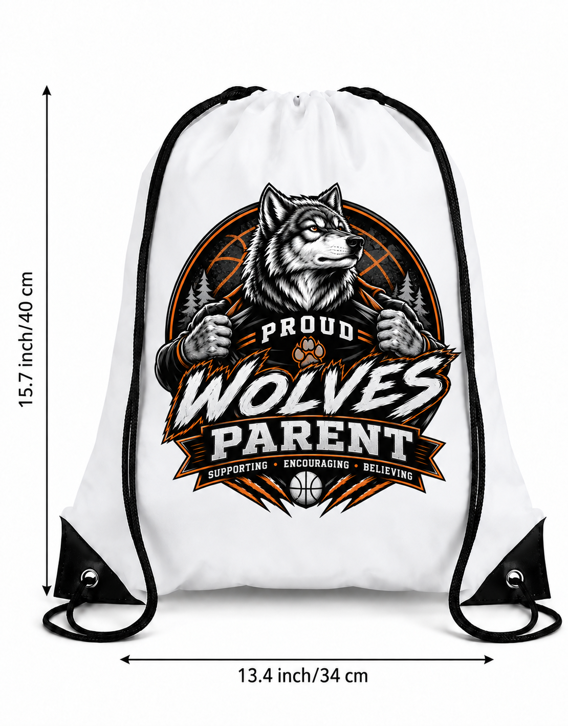 Wolves Basketball Drawstring Backpack