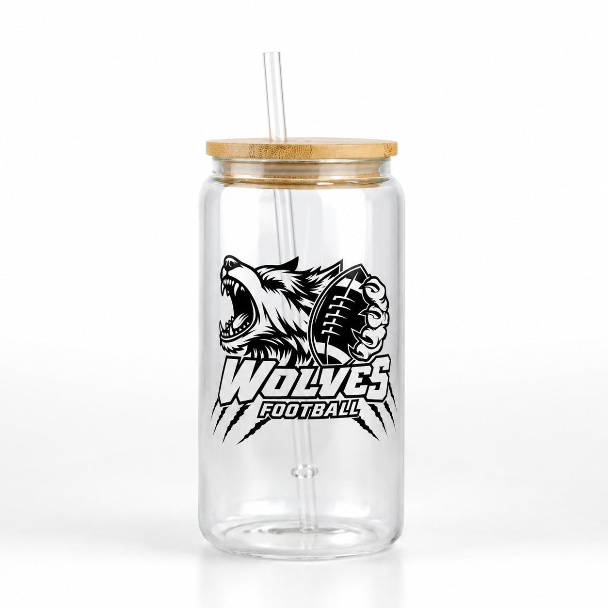 Wolves Football 16oz Glass Can Tumbler