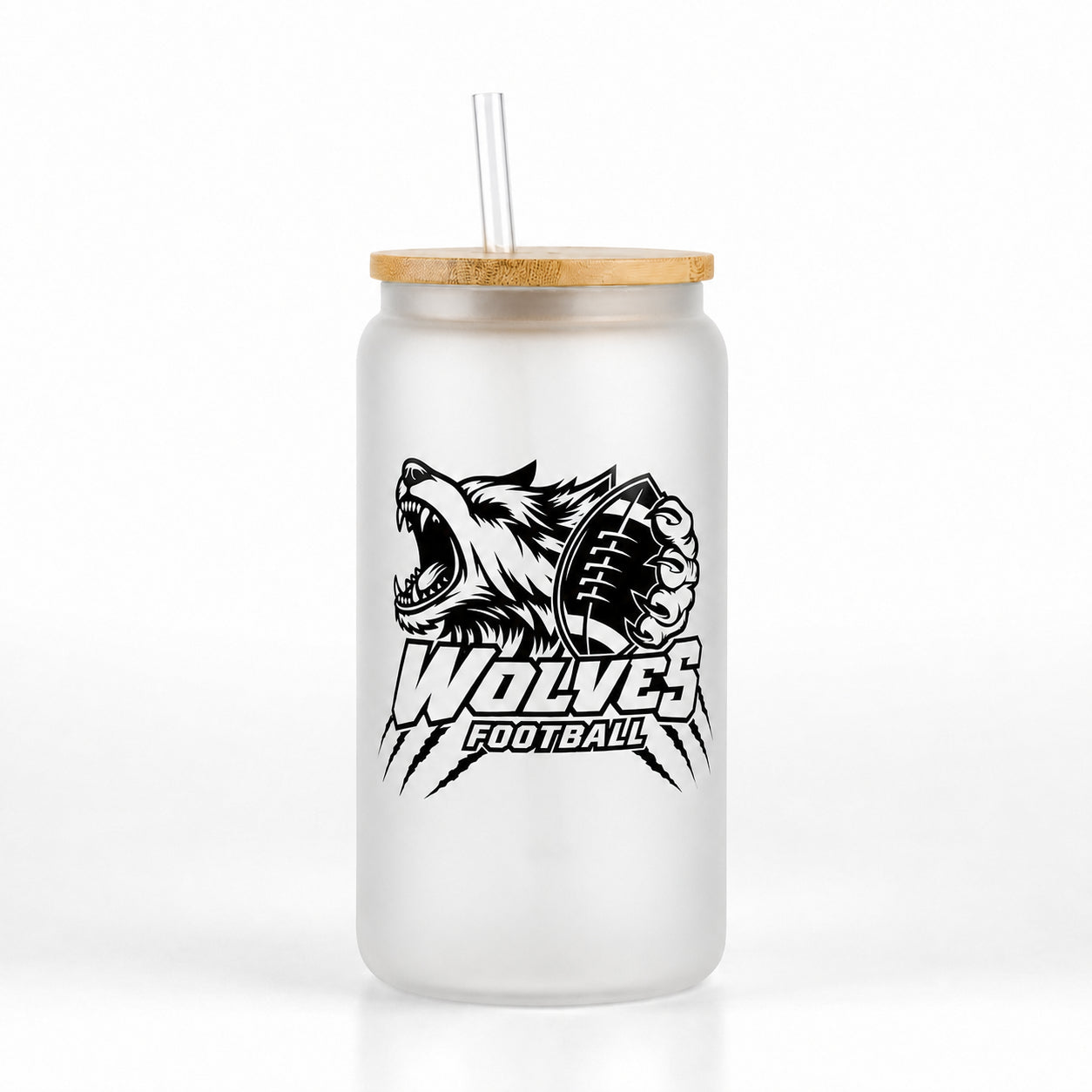 Wolves Football 16oz Glass Can Tumbler