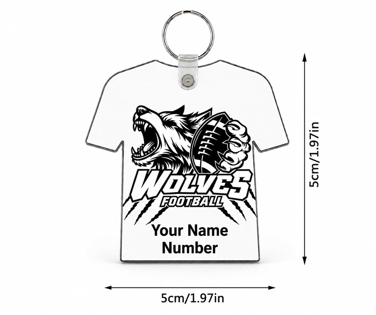 Wolves Football Custom Jersey Keychain