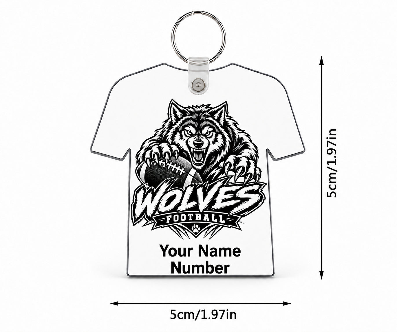 Wolves Football Custom Jersey Keychain