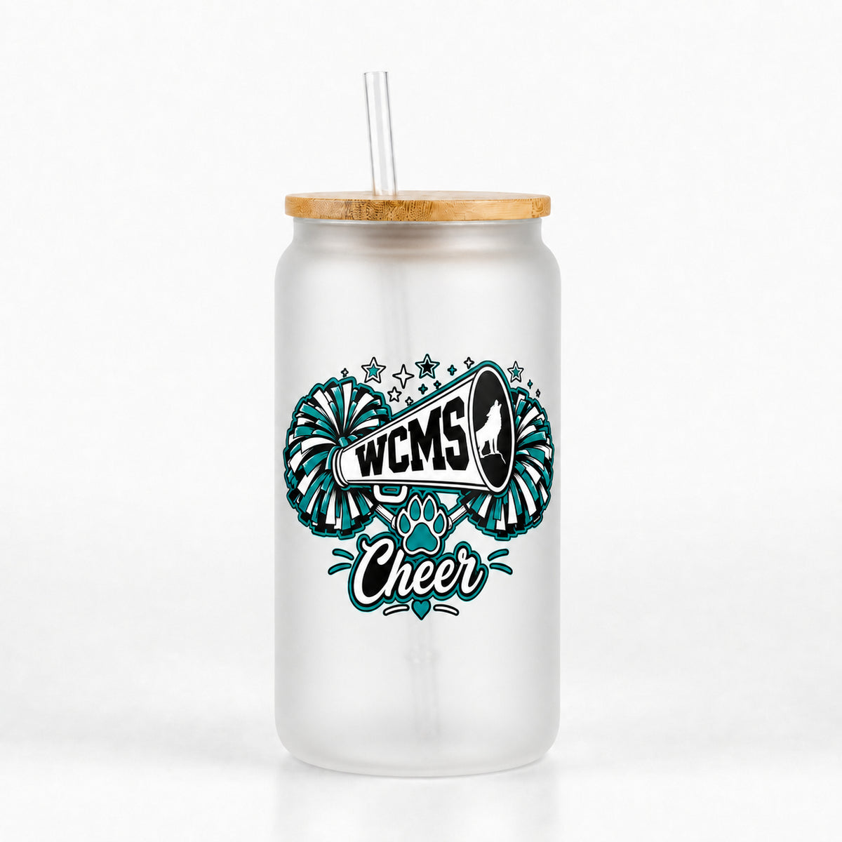 Wolves Cheer Matte 16oz Glass Can Tumbler