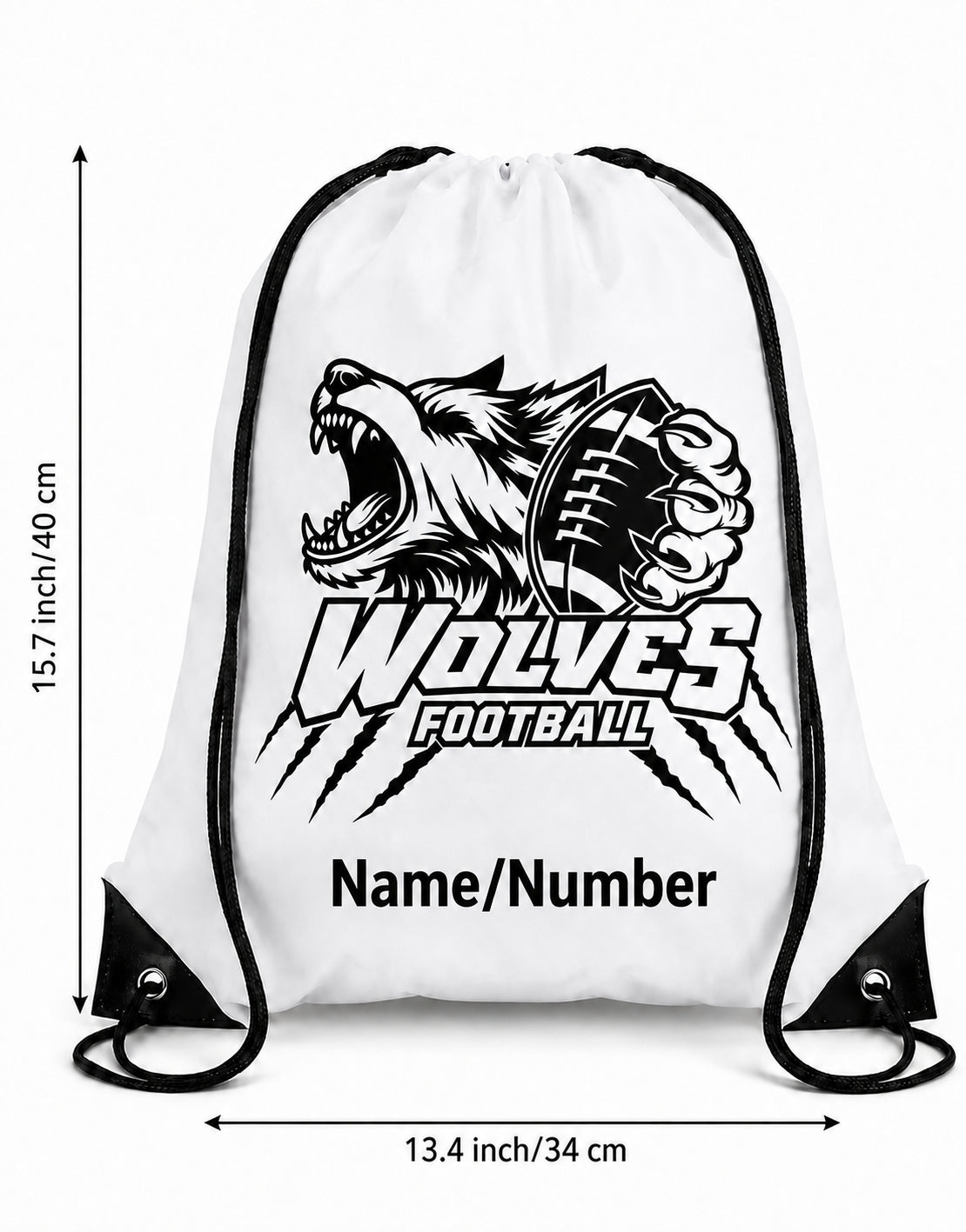 Wolves Football Drawstring Backpack