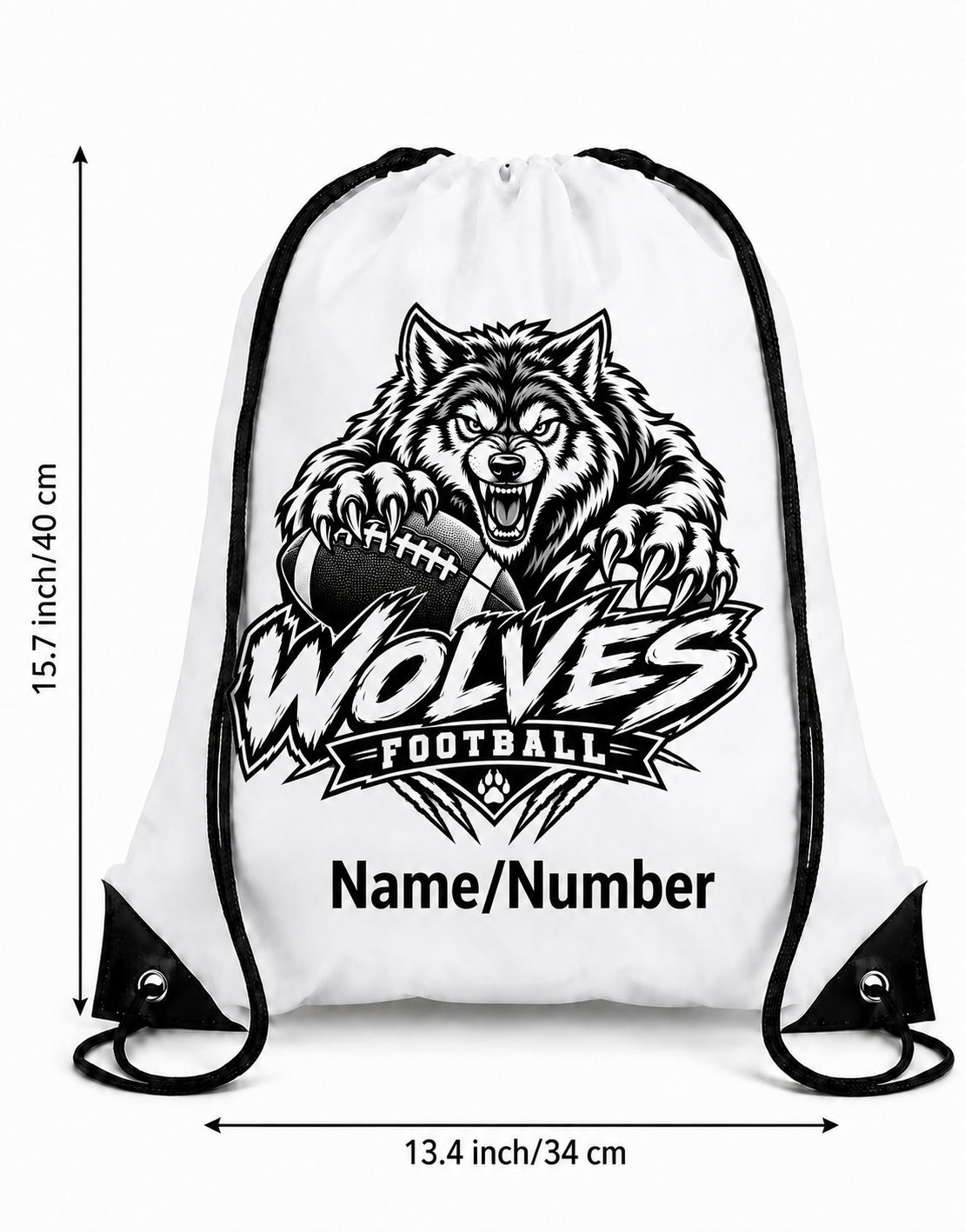 Wolves Football Drawstring Backpack