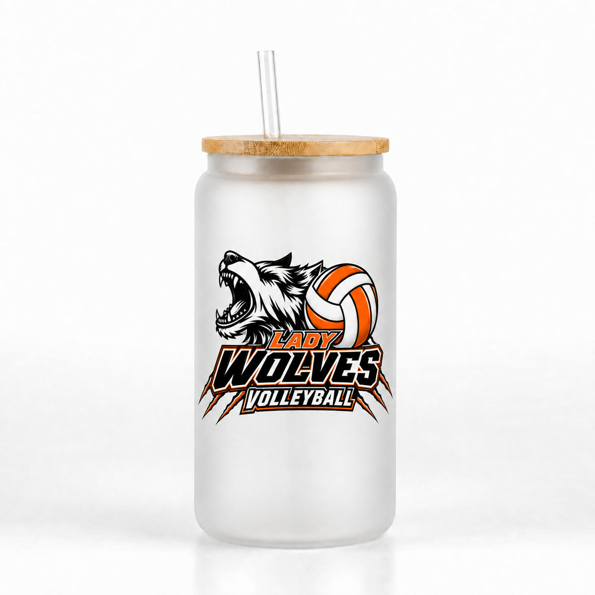 Wolves Volleyball 16oz Glass Can Tumbler