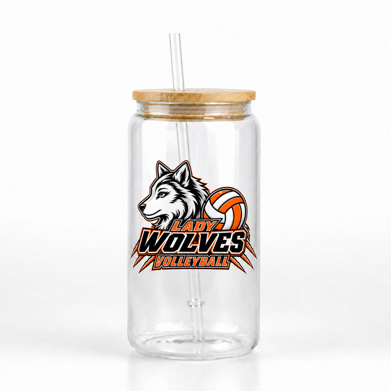Wolves Volleyball 16oz Glass Can Tumbler