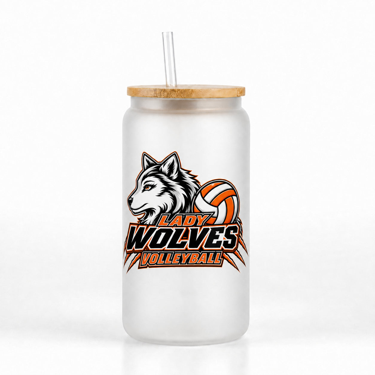 Wolves Volleyball 16oz Glass Can Tumbler