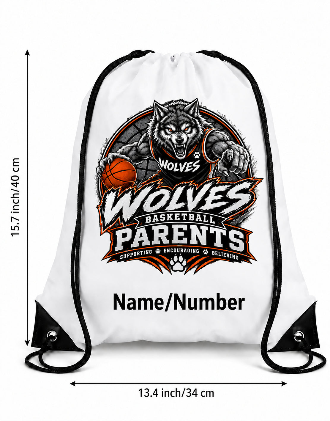 Wolves Basketball Drawstring Backpack