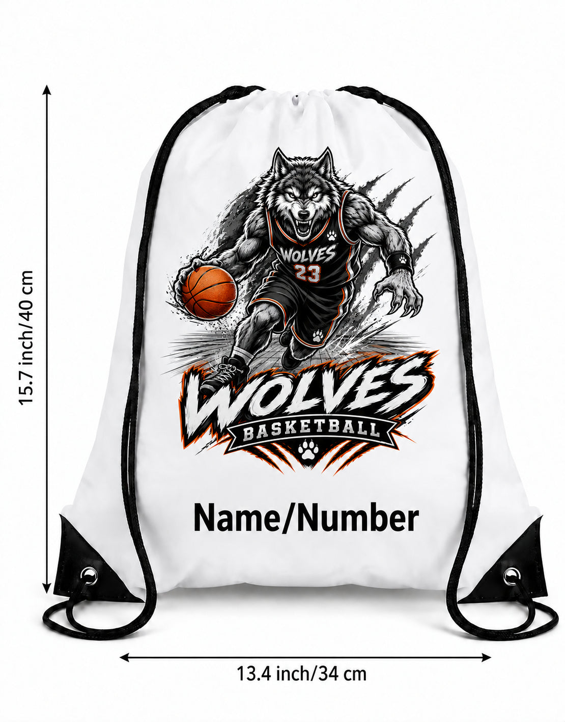 Wolves Basketball Drawstring Backpack