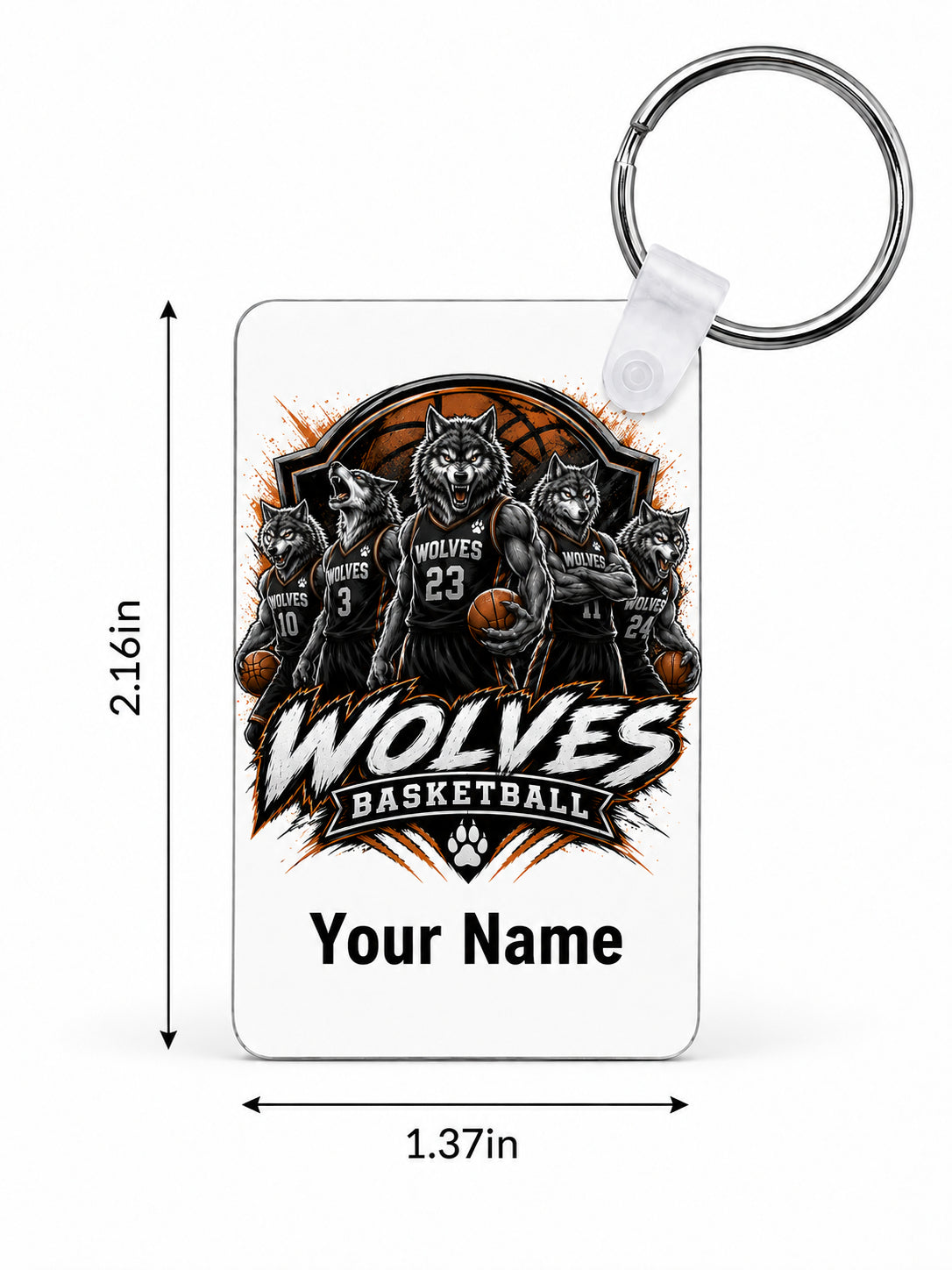 Wolves Basketball Custom Keychain