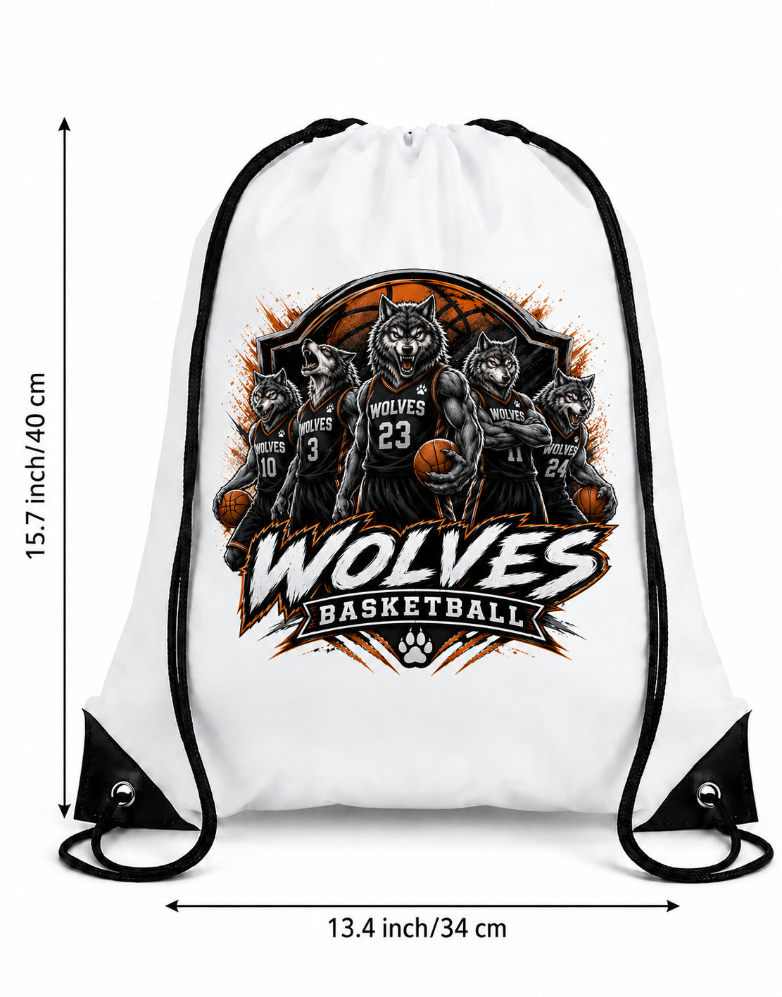 Wolves Basketball Drawstring Backpack