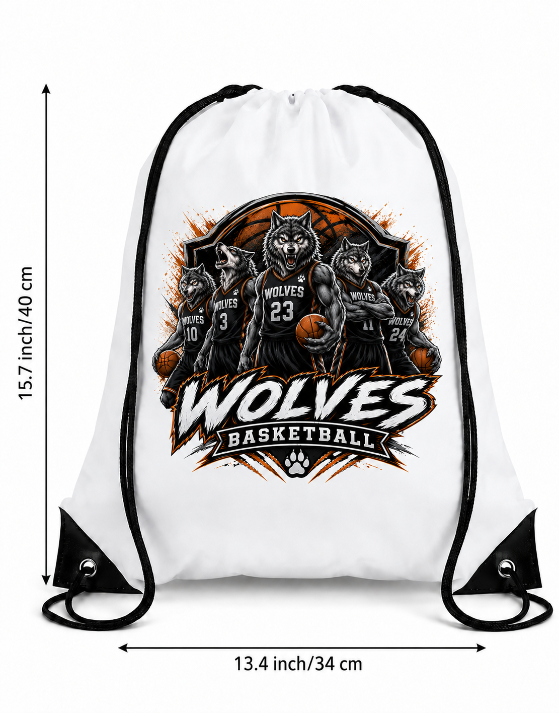 Wolves Basketball Drawstring Backpack