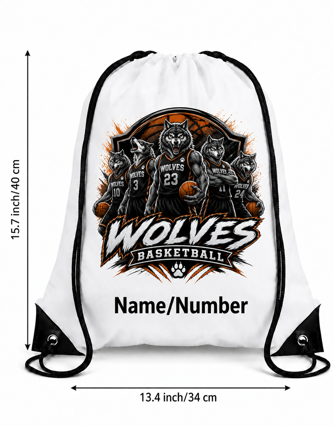 Wolves Basketball Drawstring Backpack