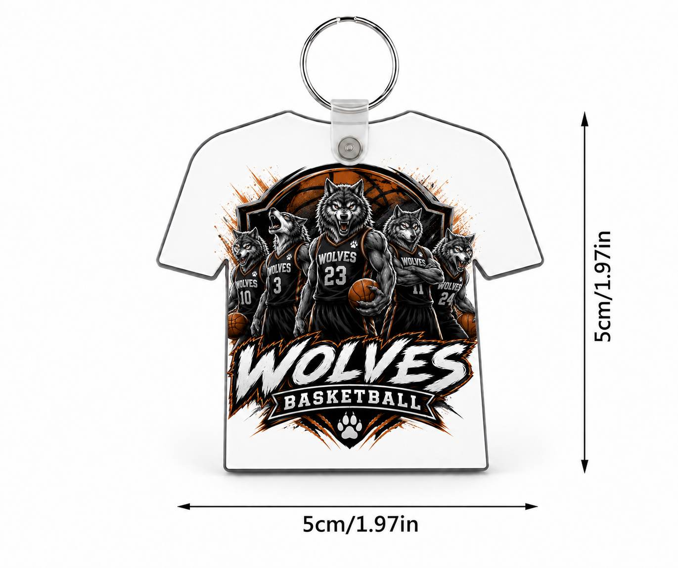 Wolves Basketball Custom Jersey Keychain