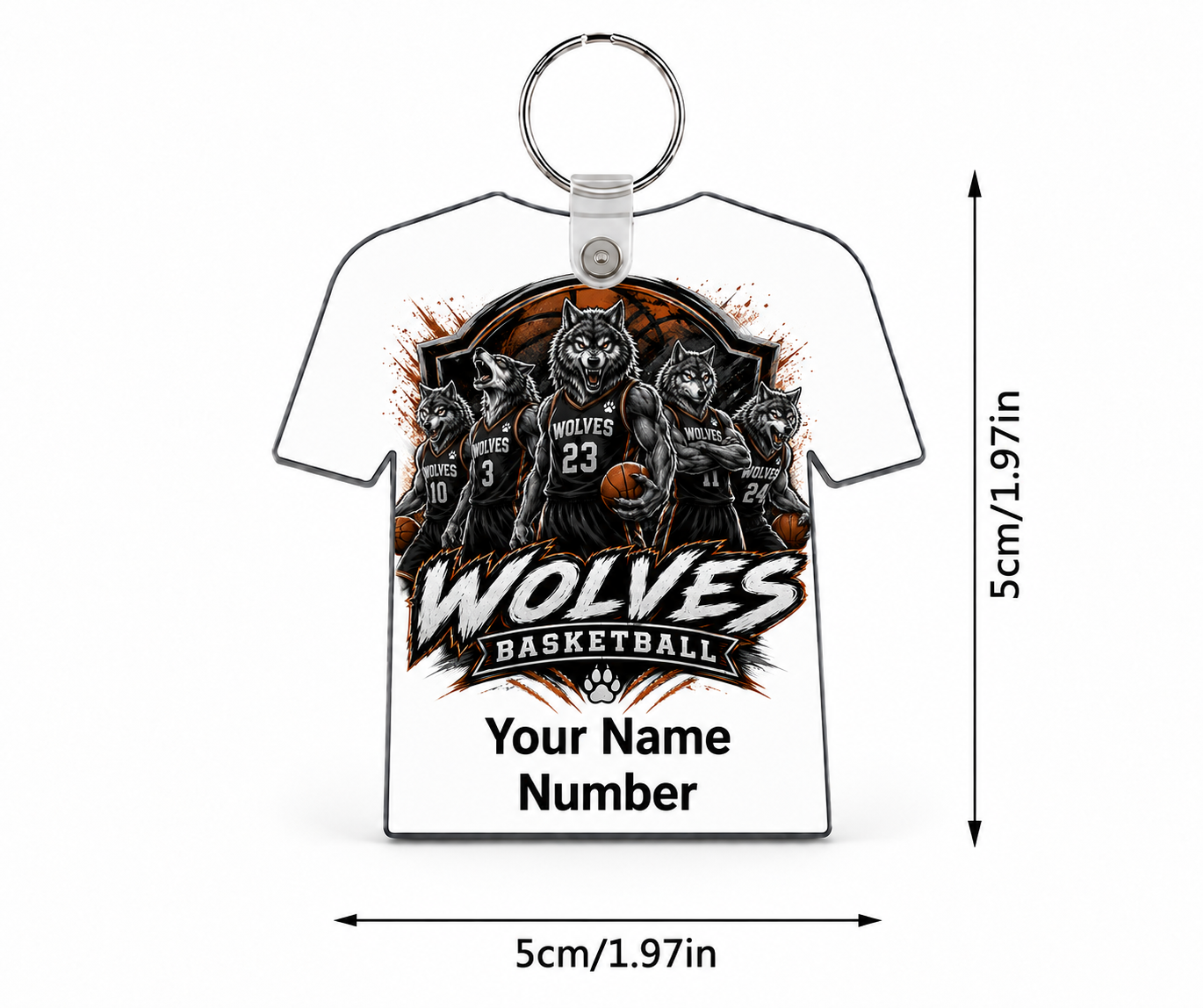 Wolves Basketball Custom Jersey Keychain