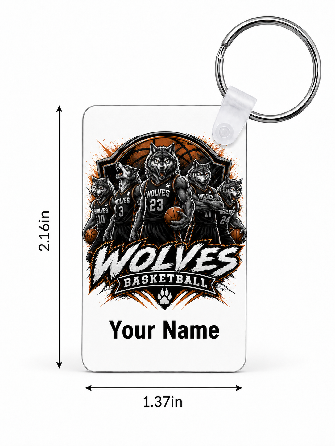 Wolves Basketball Custom Keychain