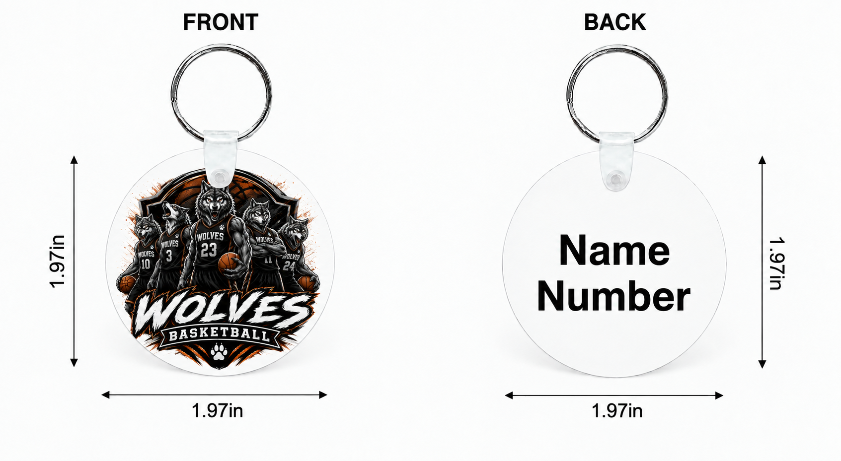 Wolves Basketball Custom Keychain