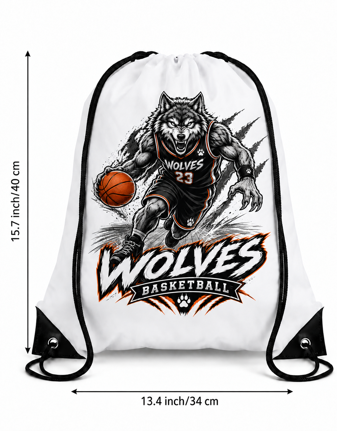 Wolves Basketball Drawstring Backpack