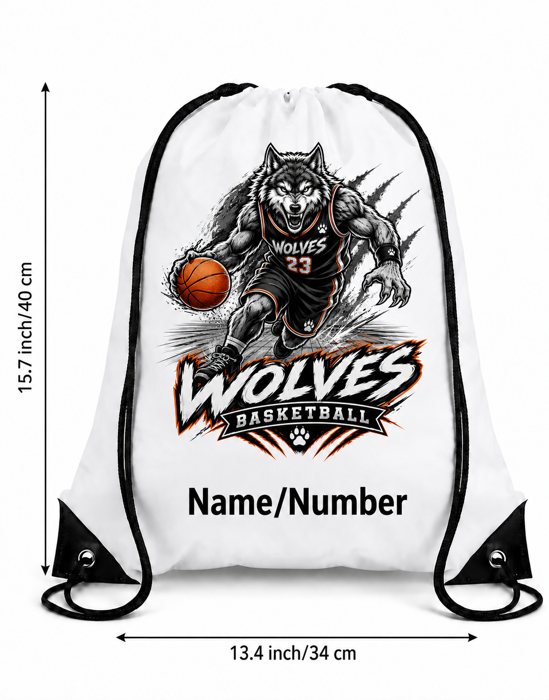 Wolves Basketball Drawstring Backpack