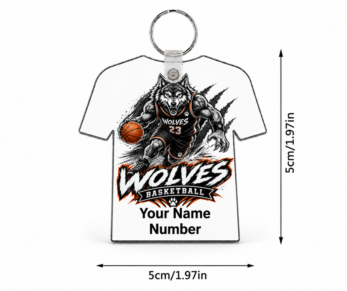 Wolves Basketball Custom Jersey Keychain