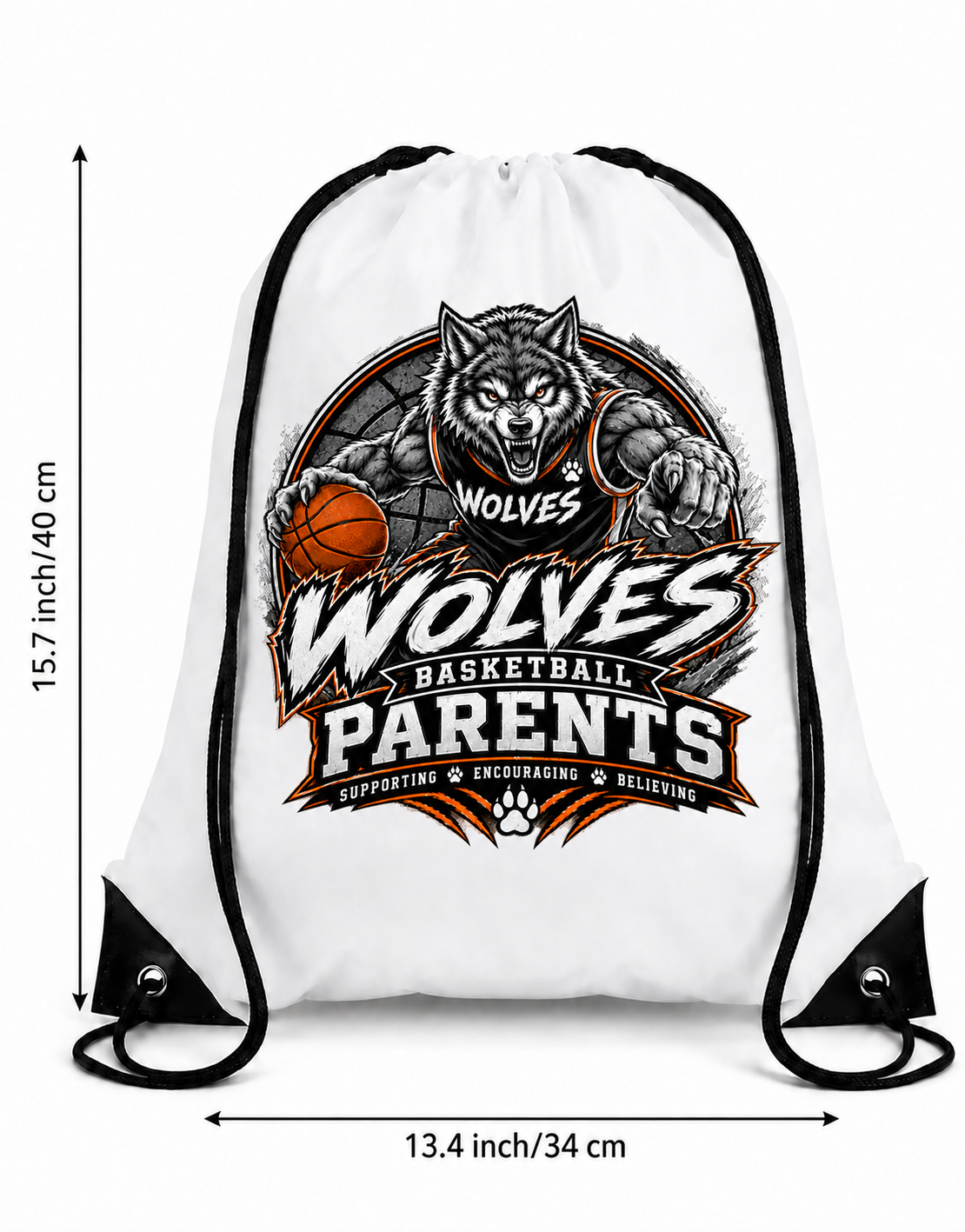 Wolves Basketball Drawstring Backpack