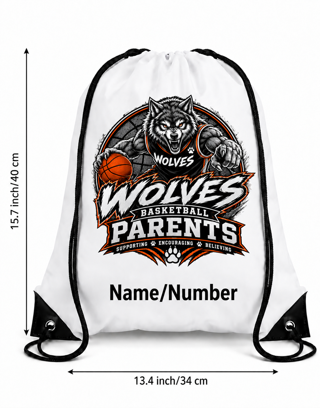 Wolves Basketball Drawstring Backpack