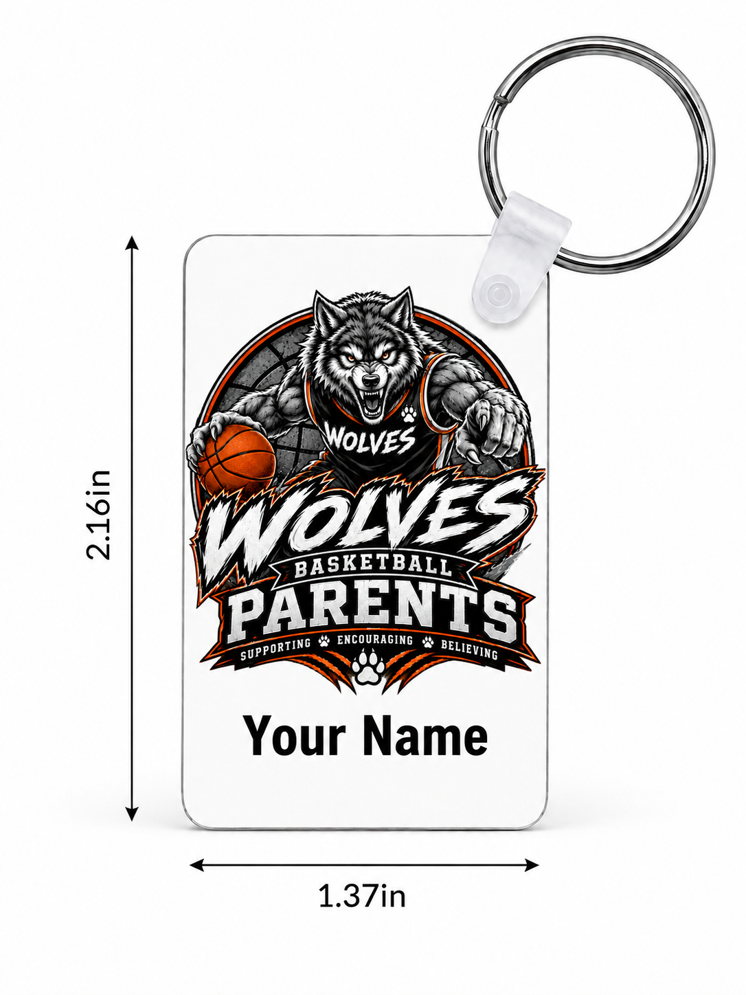 Wolves Basketball Custom Keychain