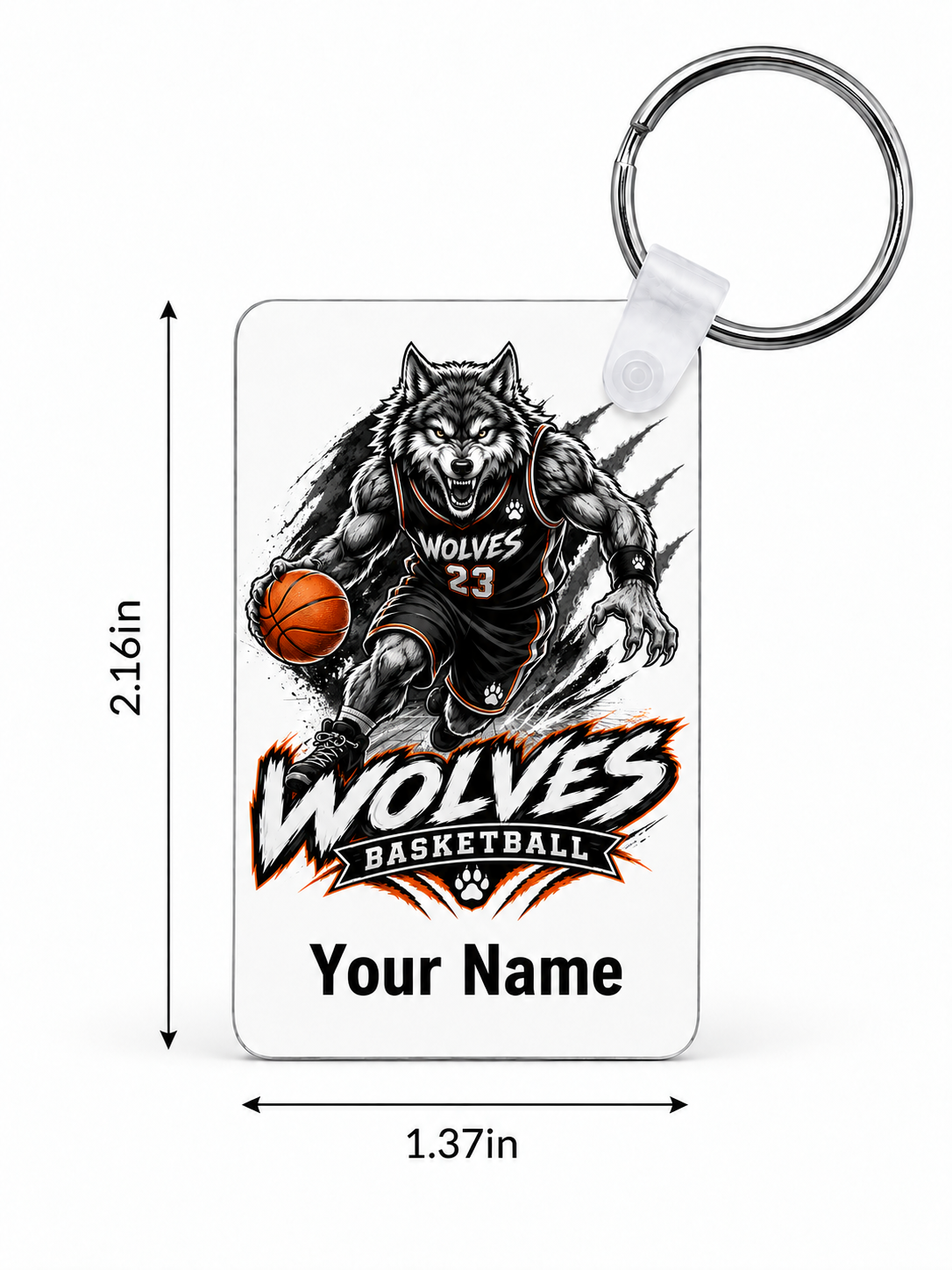 Wolves Basketball Custom Keychain