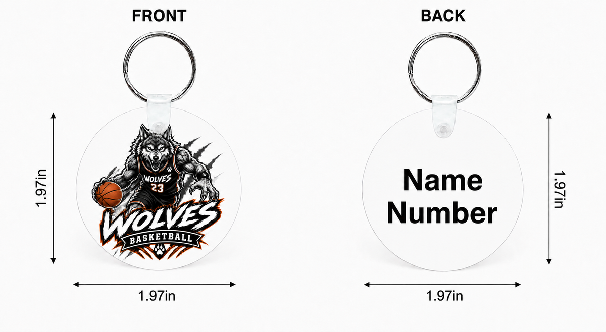 Wolves Basketball Custom Keychain